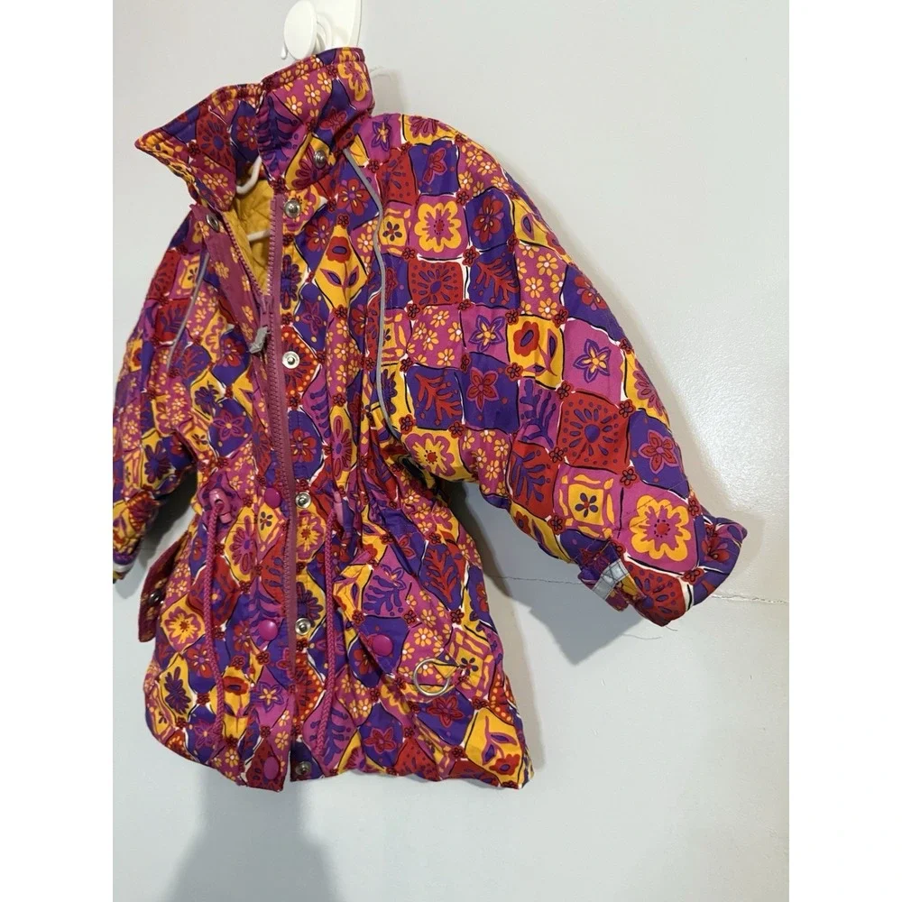 Hanna Anderson Floral Paisley Pink Winter Jacket Toddler Girls Size 90‎ 3T